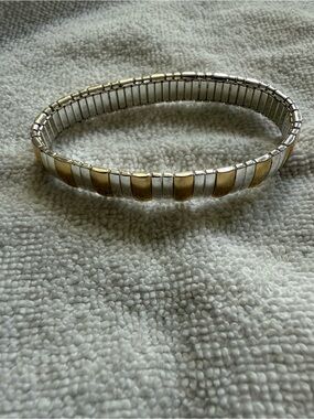 Two-Tone Gold and Silver Stretch Bracelet - Women Jewelry